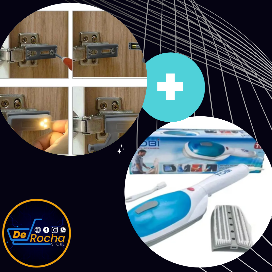 Combo plancha a vapor+ luz led bisagra